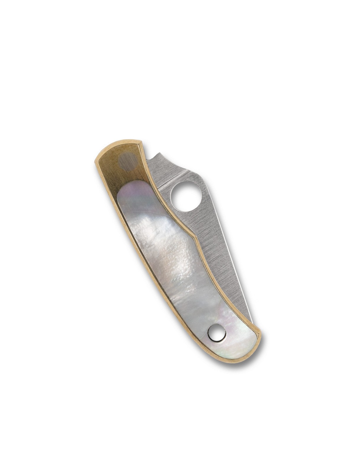 Spyderco Bug Slipjoint Knife C133AP Satin 12C27 Blade Nickel Silver w/Abalone