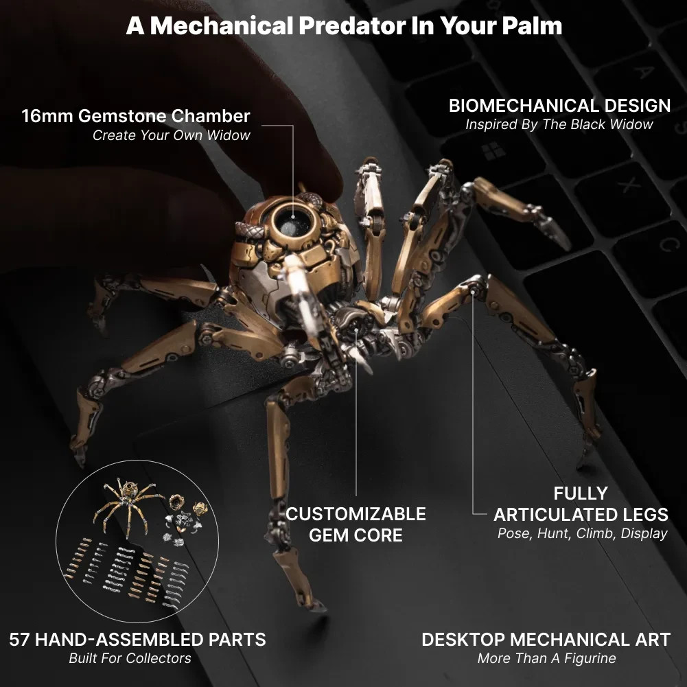 Steampunk Mechanical Widow Spider, Kinetic Sculpture, Christmas Gift