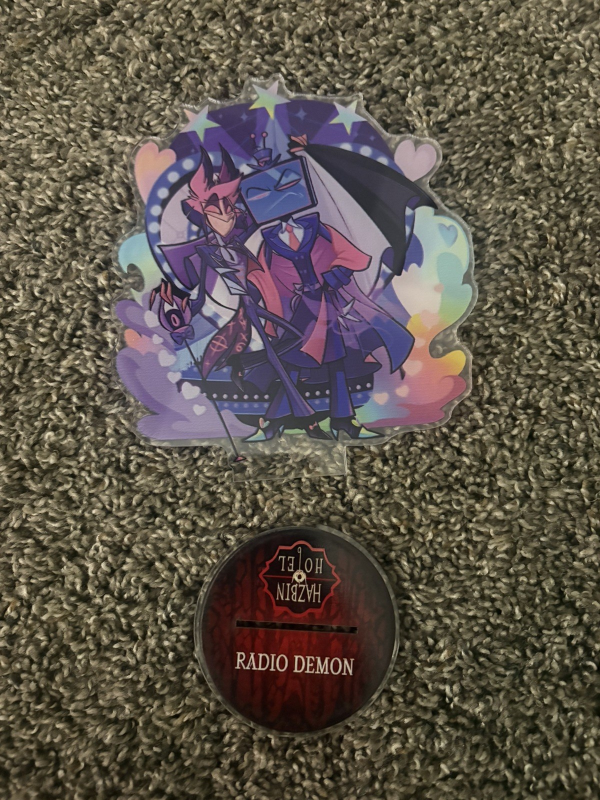 Radiostatic Pride Vox X Alastor Double Sided Acrylic Standee Hazbin Hotel Vivzie