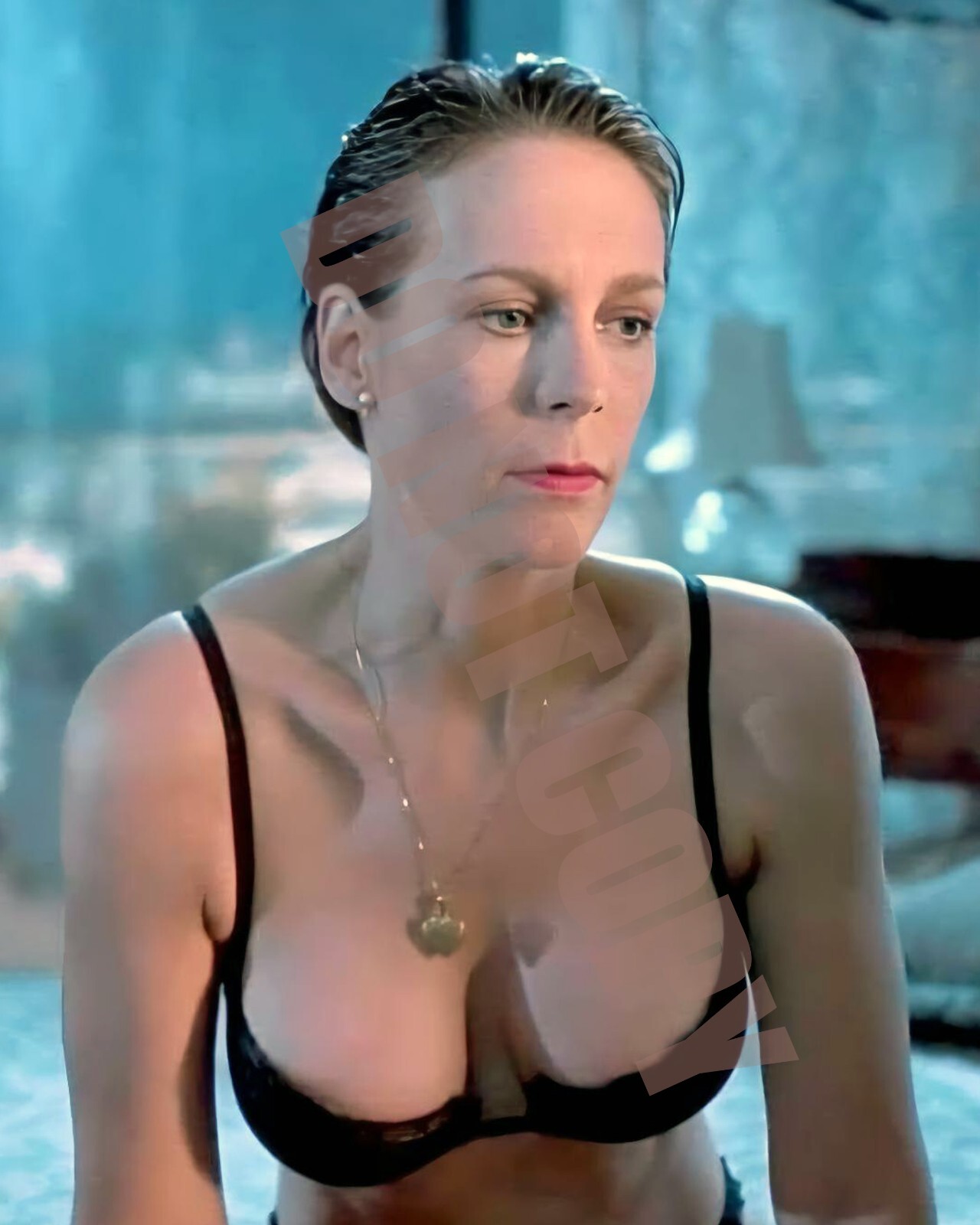 Jamie Lee Curtis True Lies Bra Panty Hotel Bedroom Stripper Scene -C- 8×10 Photo