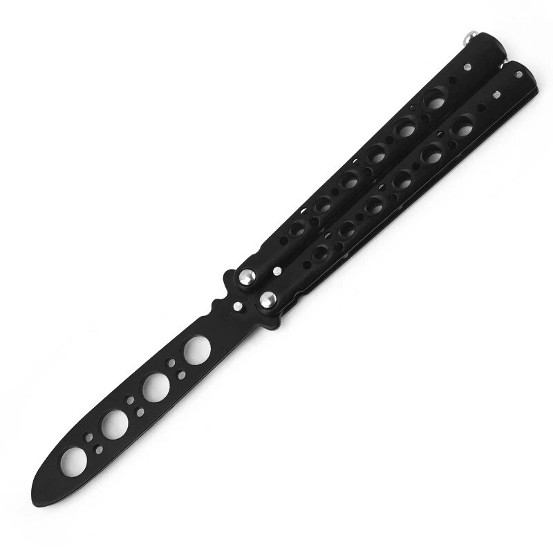 Butterfly Trainer Knife Practice Balisong Dull Training Tool Metal Black Silver