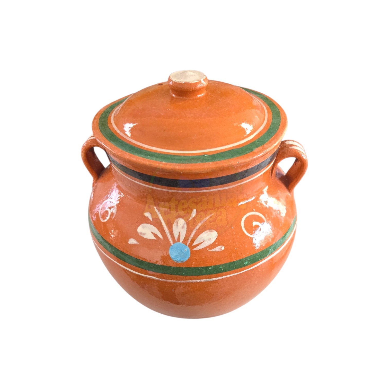 Round Clay Pot With Lid 4 Liters Capacity/Olla De Bola Con Tapa 4 Litros