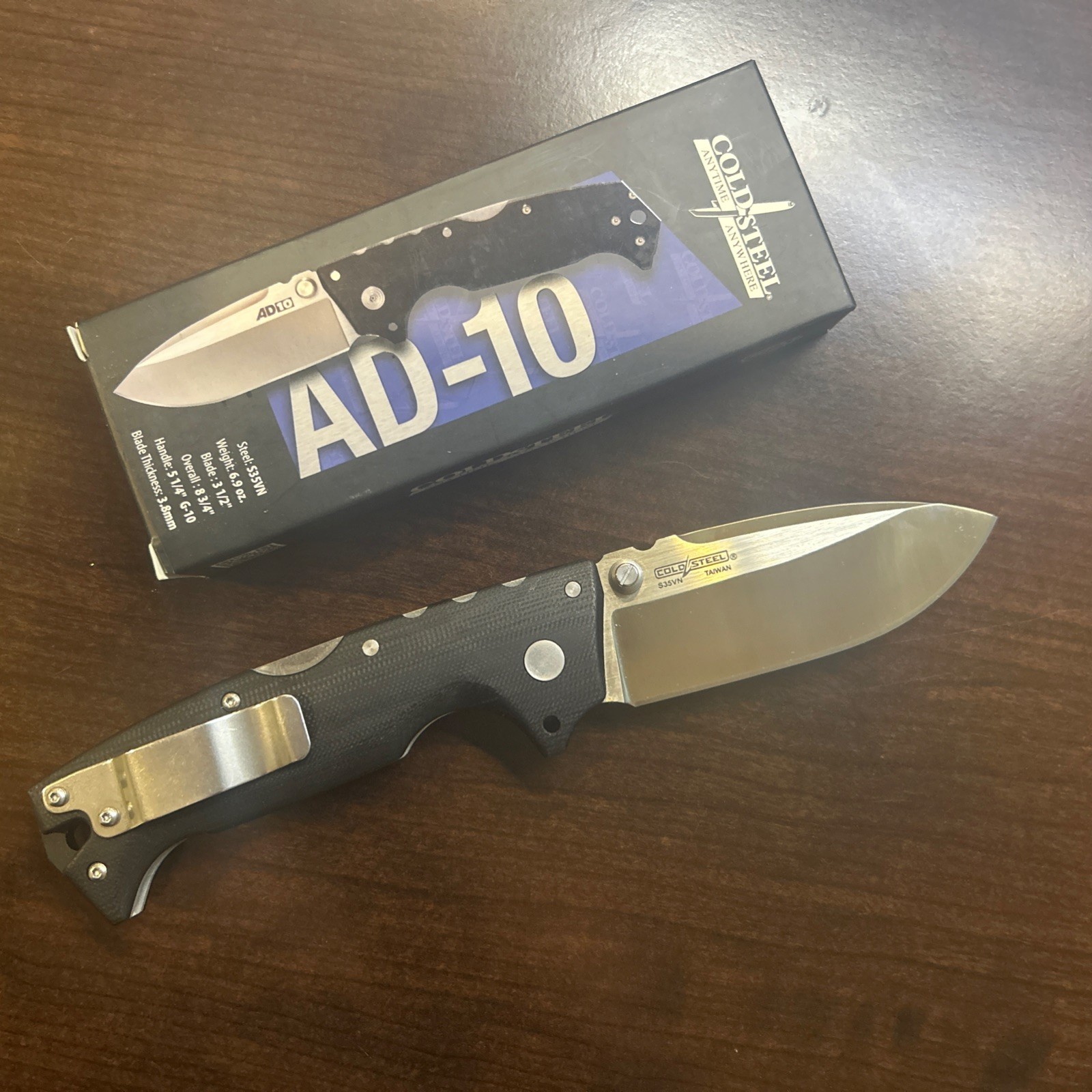 Cold Steel AD-10 Lockback Folding Knife 3.5″ S35VN Steel Blade Black G10 Handle