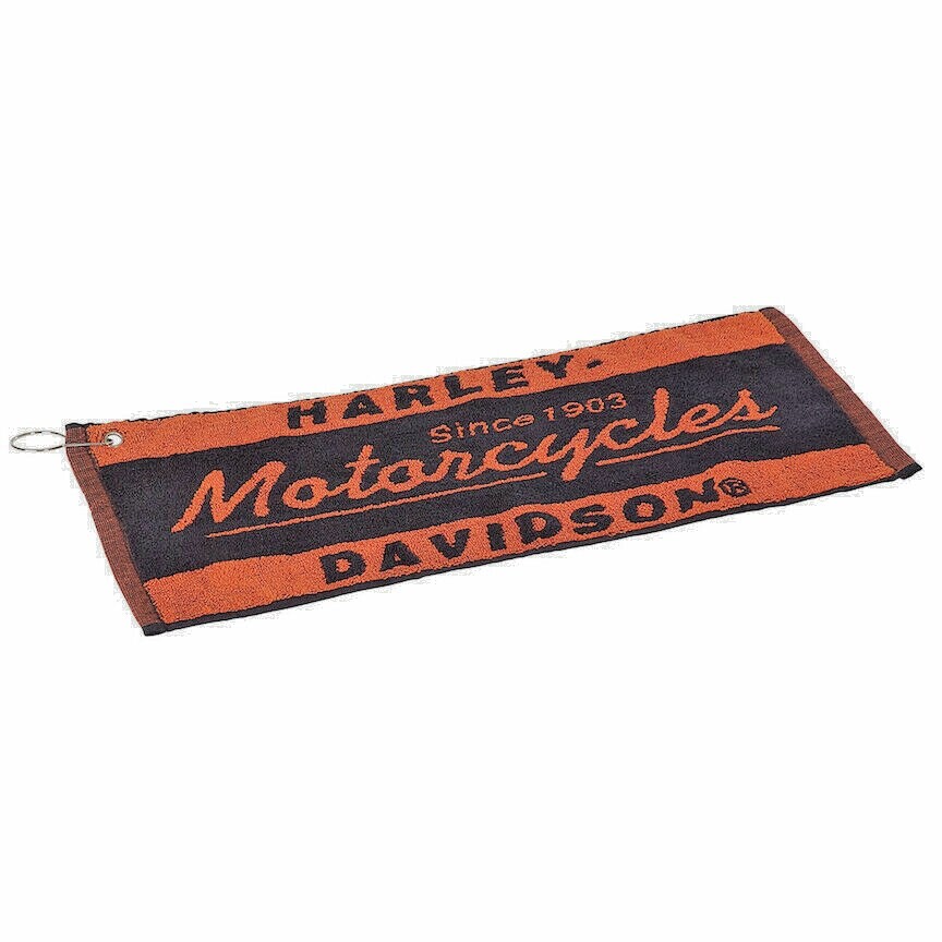Harley-Davidson Motorcycles Bar Towel 9.5 x 20.5 inches, Orange & Black