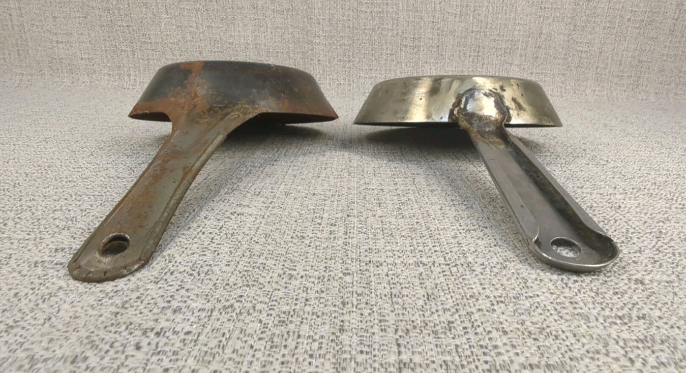2 Vintage Cowboy Campfire 6″ Metal Fry Pans Skillets Banner Frying Skillet