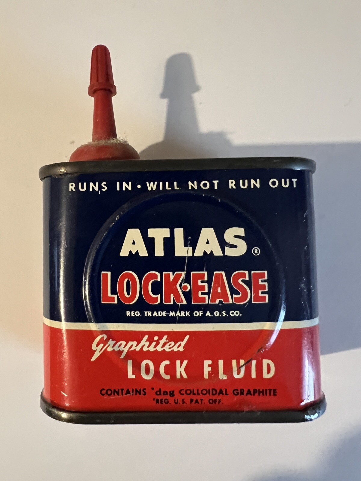 Atlas Lock-Ease Oiler Tin Can Advertising 4 oz Vintage c1964