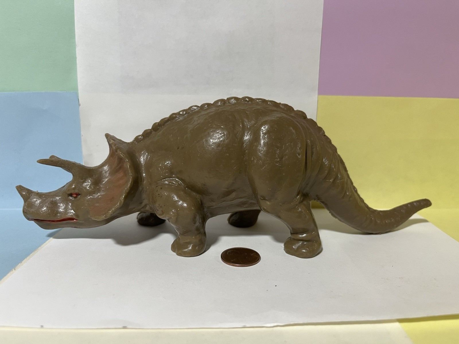 Triceratops plastic prehistoric animal dinosaur figure J H Miller dime store