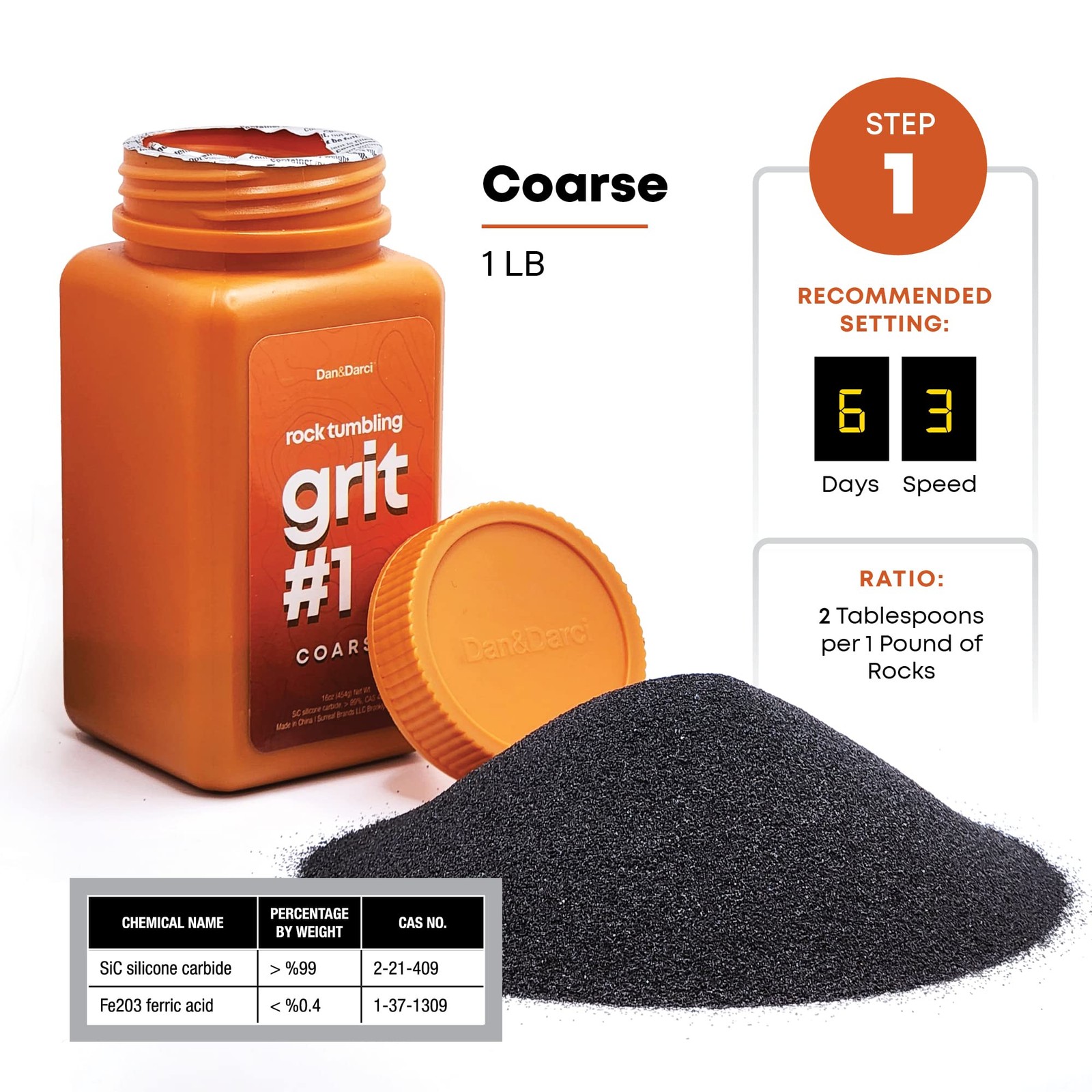 Dan&Darci Rock Tumbler Grit Refill Kit – 3.5 Pounds Grits medium, Multicolor