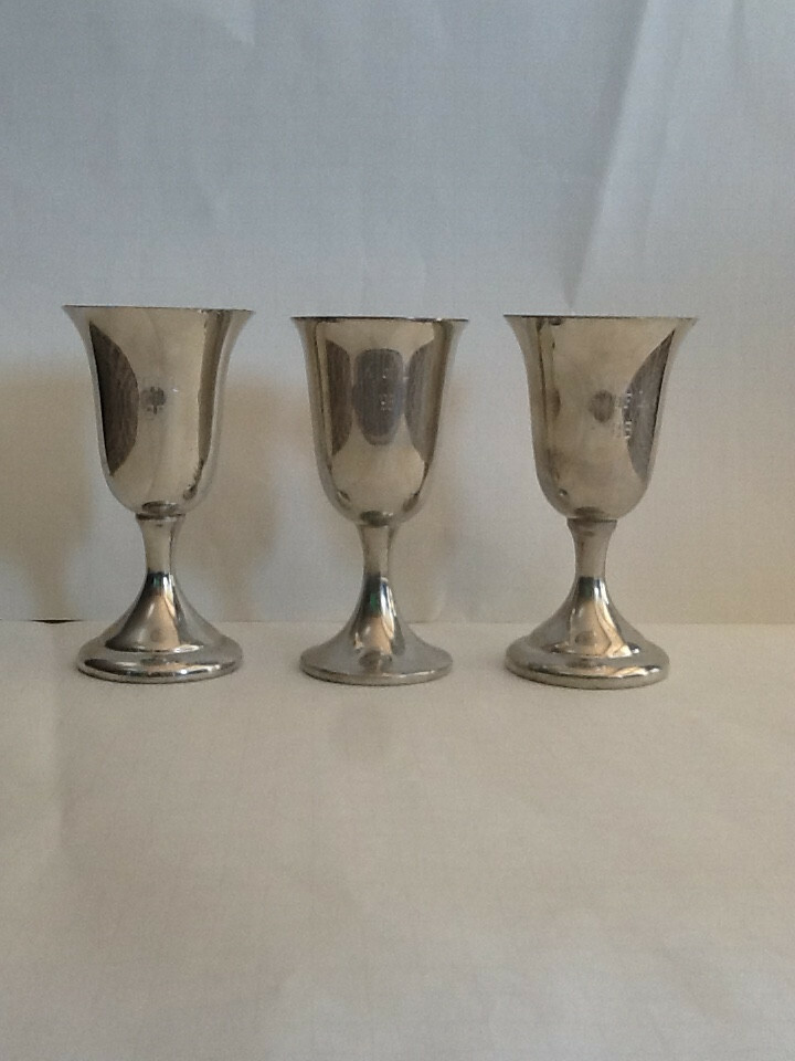 EMPIRE Silver Pewter Goblets ~6.13″ in height – Set of 3