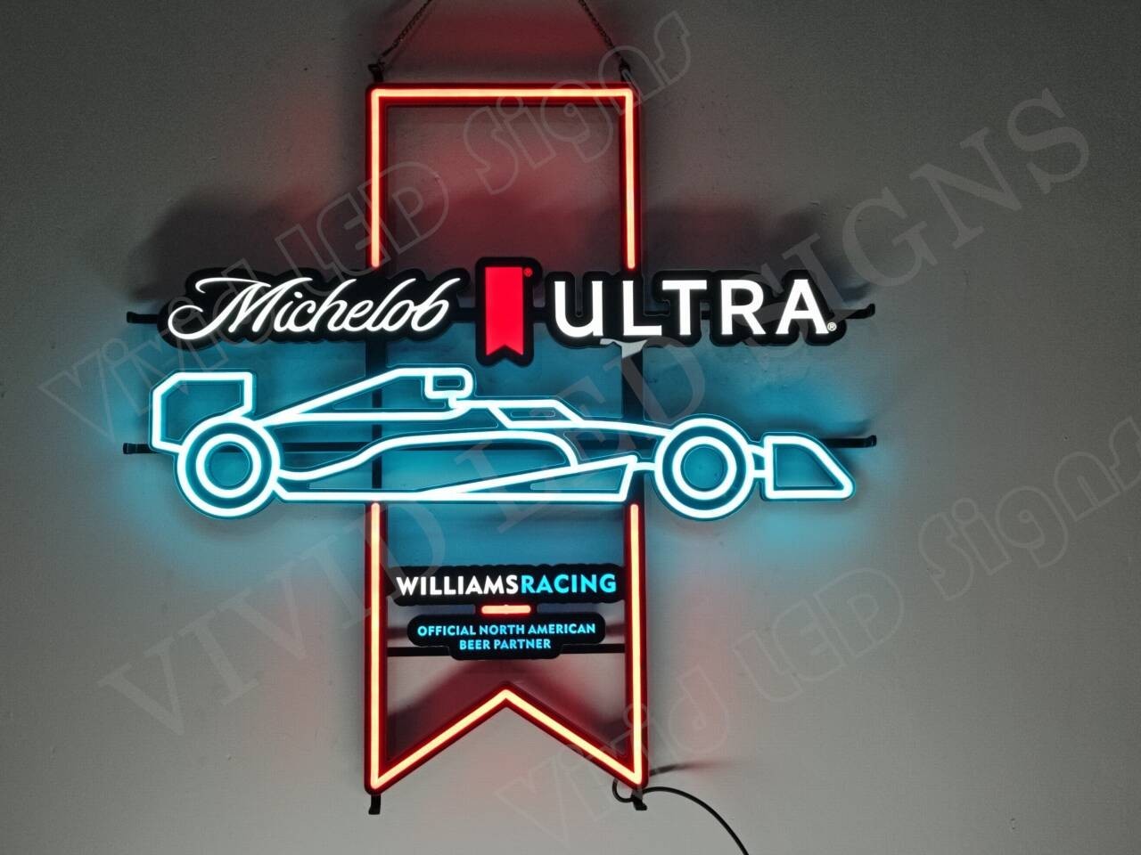 Michelob Ultra Formula 1 Williams Racing 24″x24″ Vivid LED Neon Sign Dimmer UL