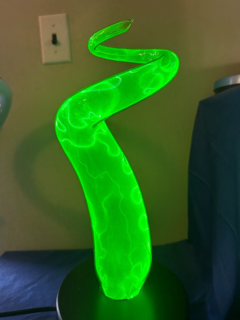 Vintage LumiSource Electra Plasma Art Lamp Green ~16″ INCHES Lumi Source Swirl