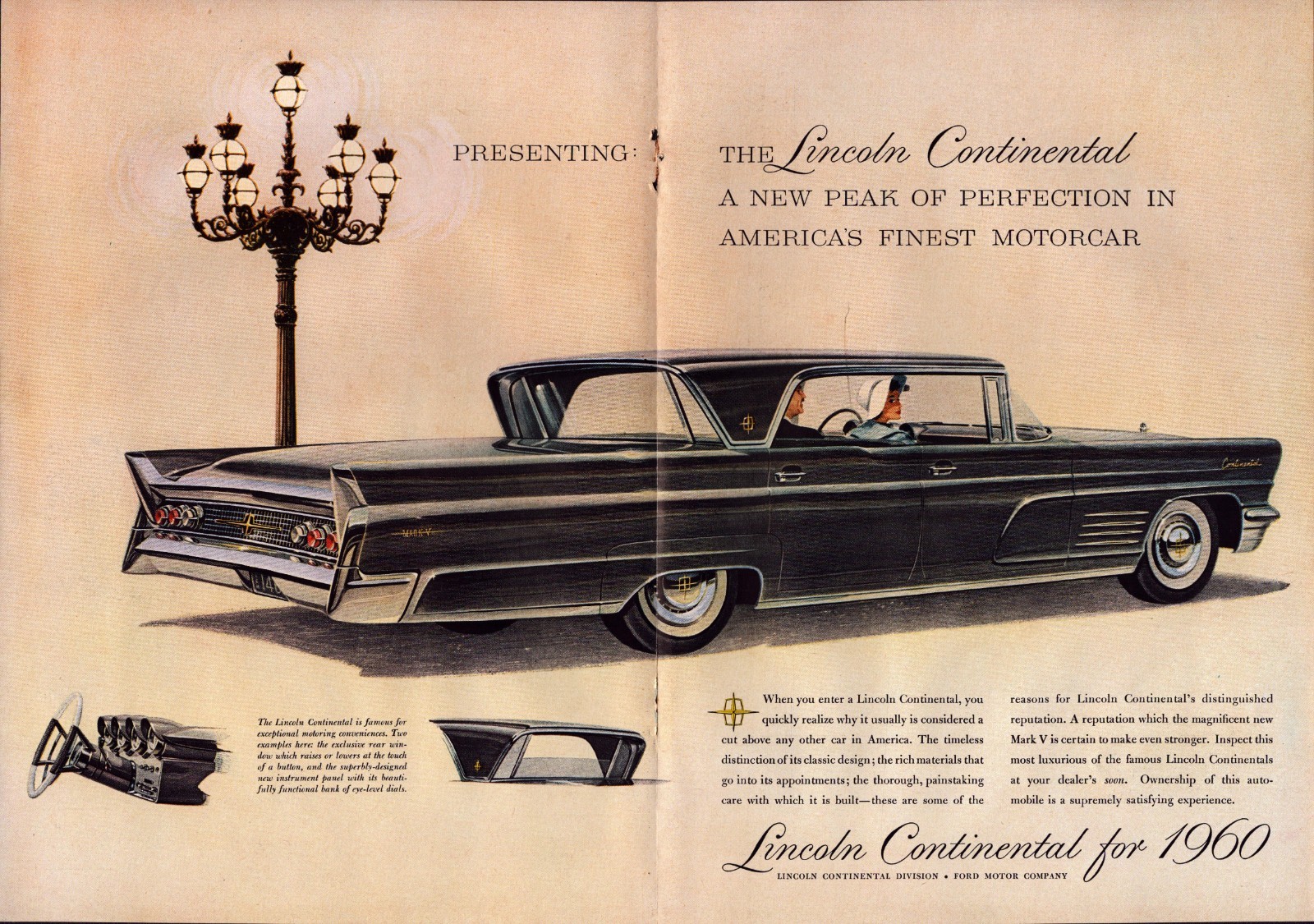1959 Vintage Print AD – Lincoln Continental for 1960 – 2 Page Artistic Wall Art