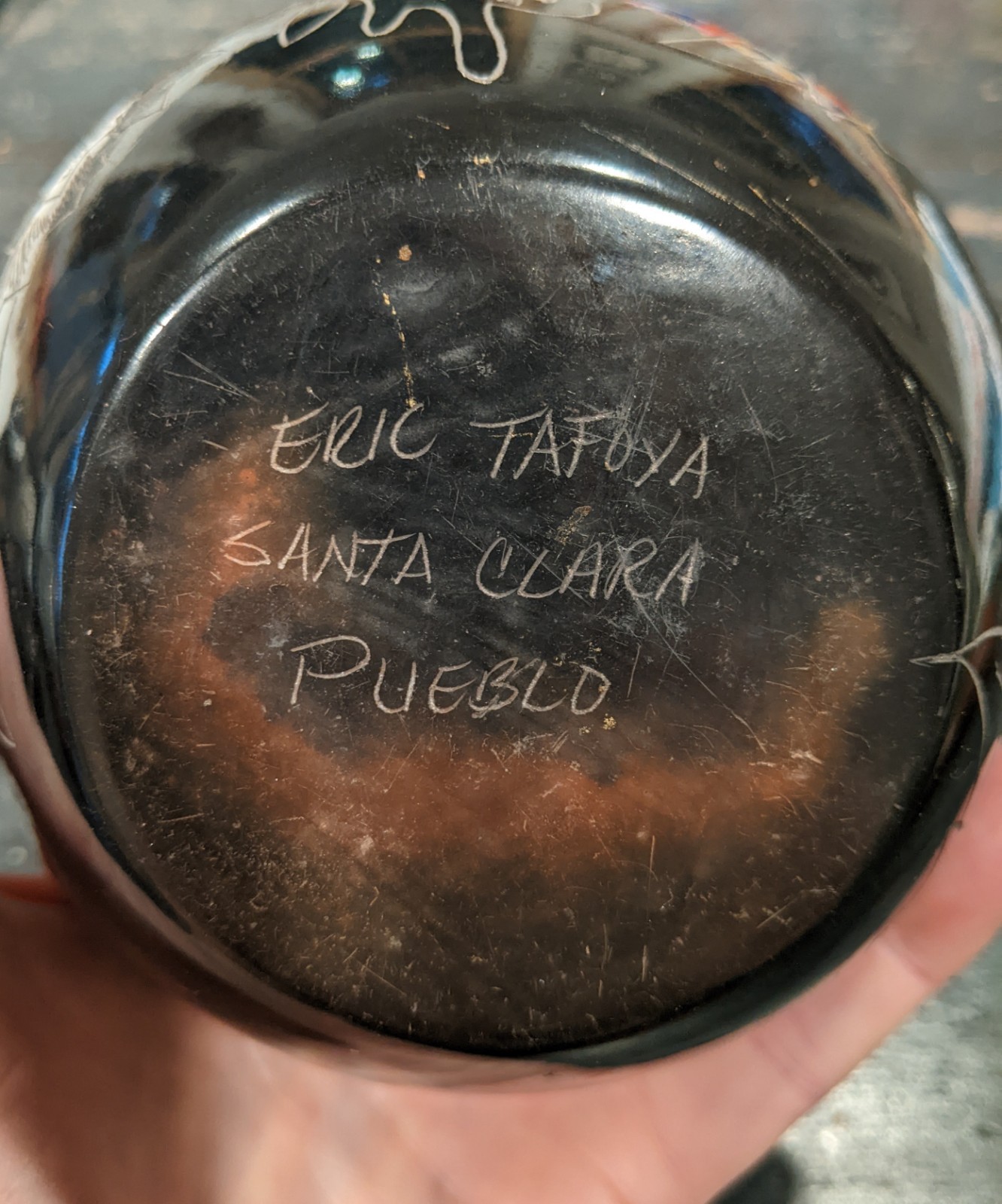 Santa Clara Pueblo Pottery Sgraffito Style Seed Pot Eric Tafoya Southwest