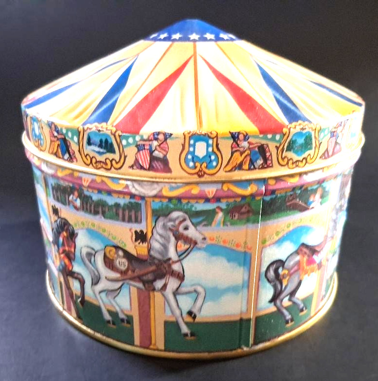 Hershey Chocolate Hersheypark Carrousel Candy Tin Merry Go Round Embossed Design