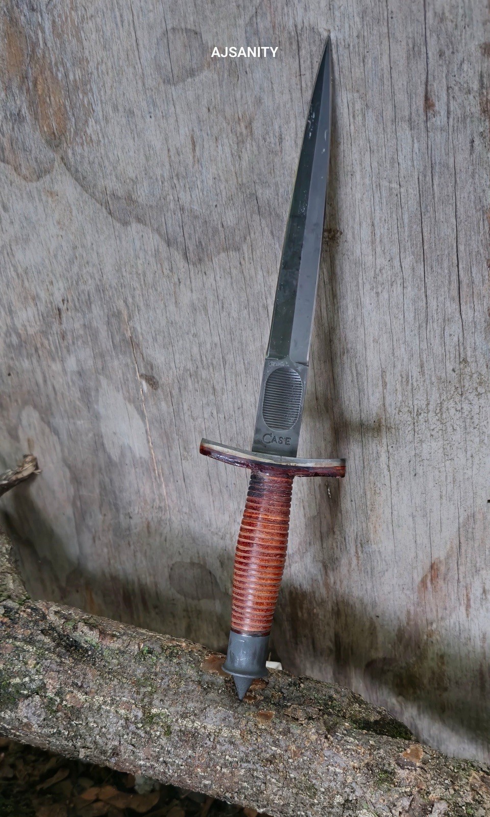 Handmade WW2 Double-Edge V42 Military Knife Stiletto Dagger Knife Leather Sheath