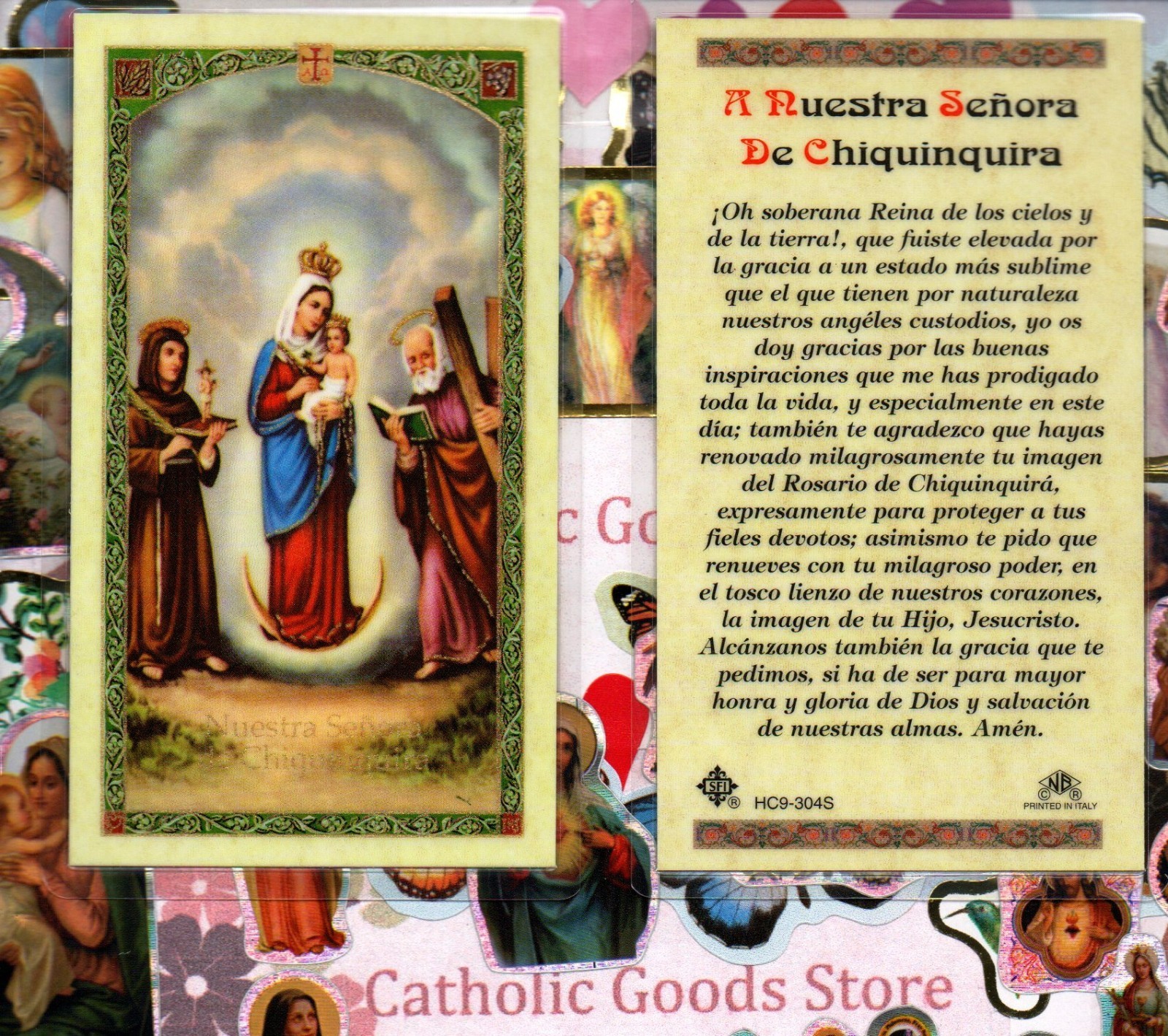 A Nuestra Senora de Chiquinquira – Spanish – Laminated Holy Card