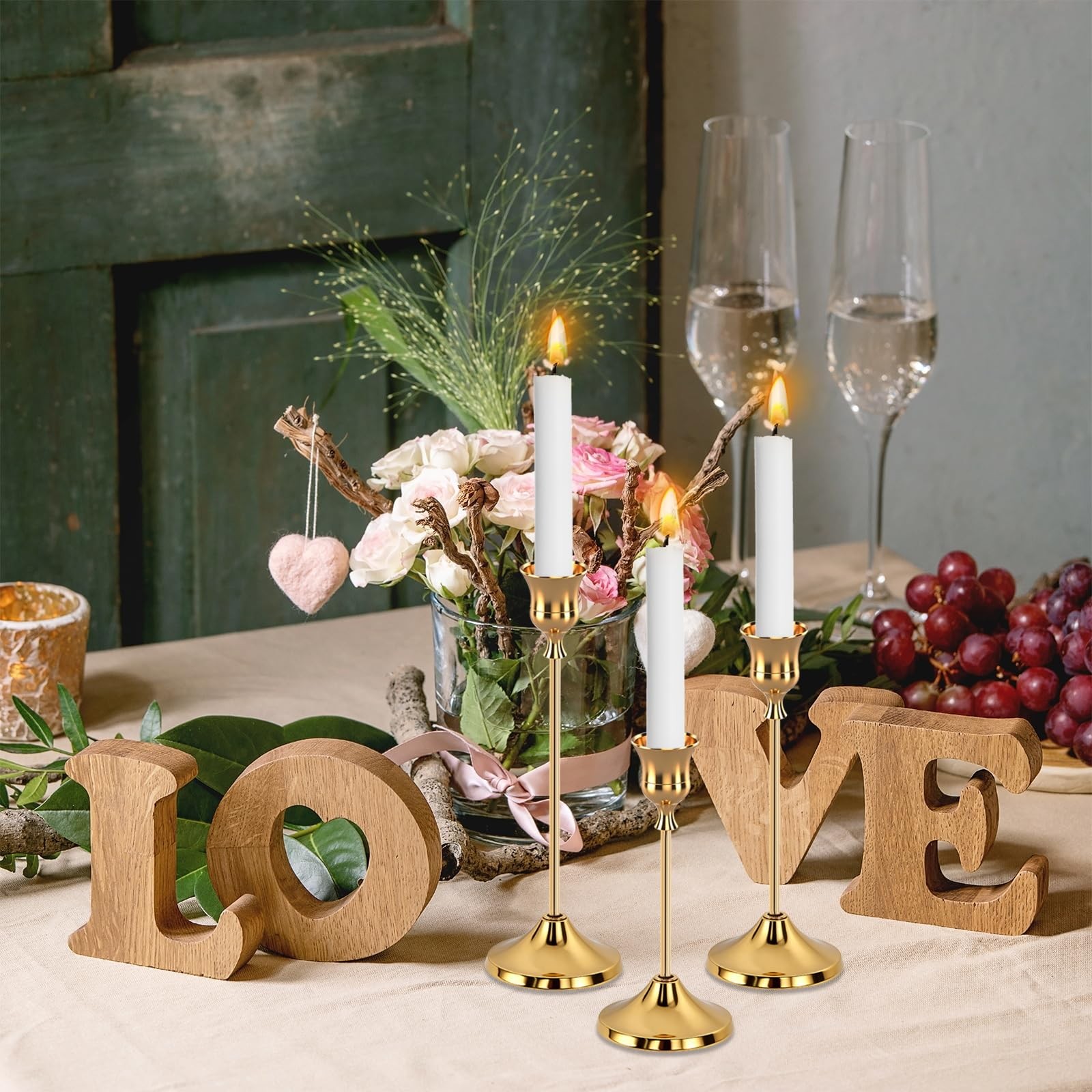 6pcs Gold Candle Holders, 2.7 inches x x 8.7 inches, –