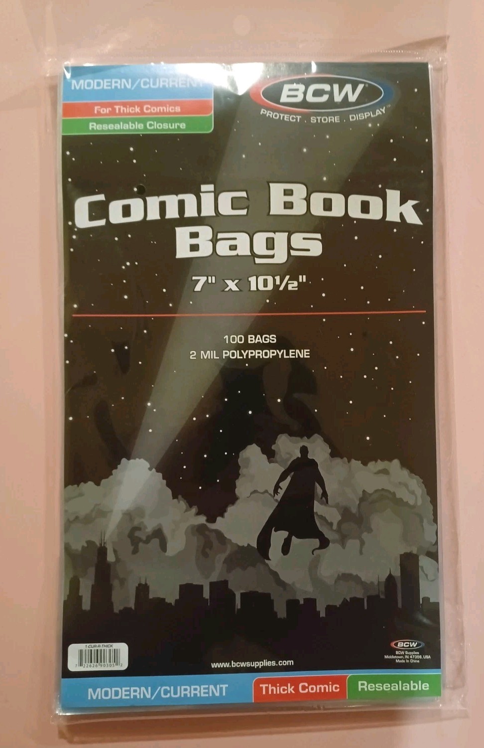 BWC Resealable Current/Modern Comic Bags for Thick Comic Books