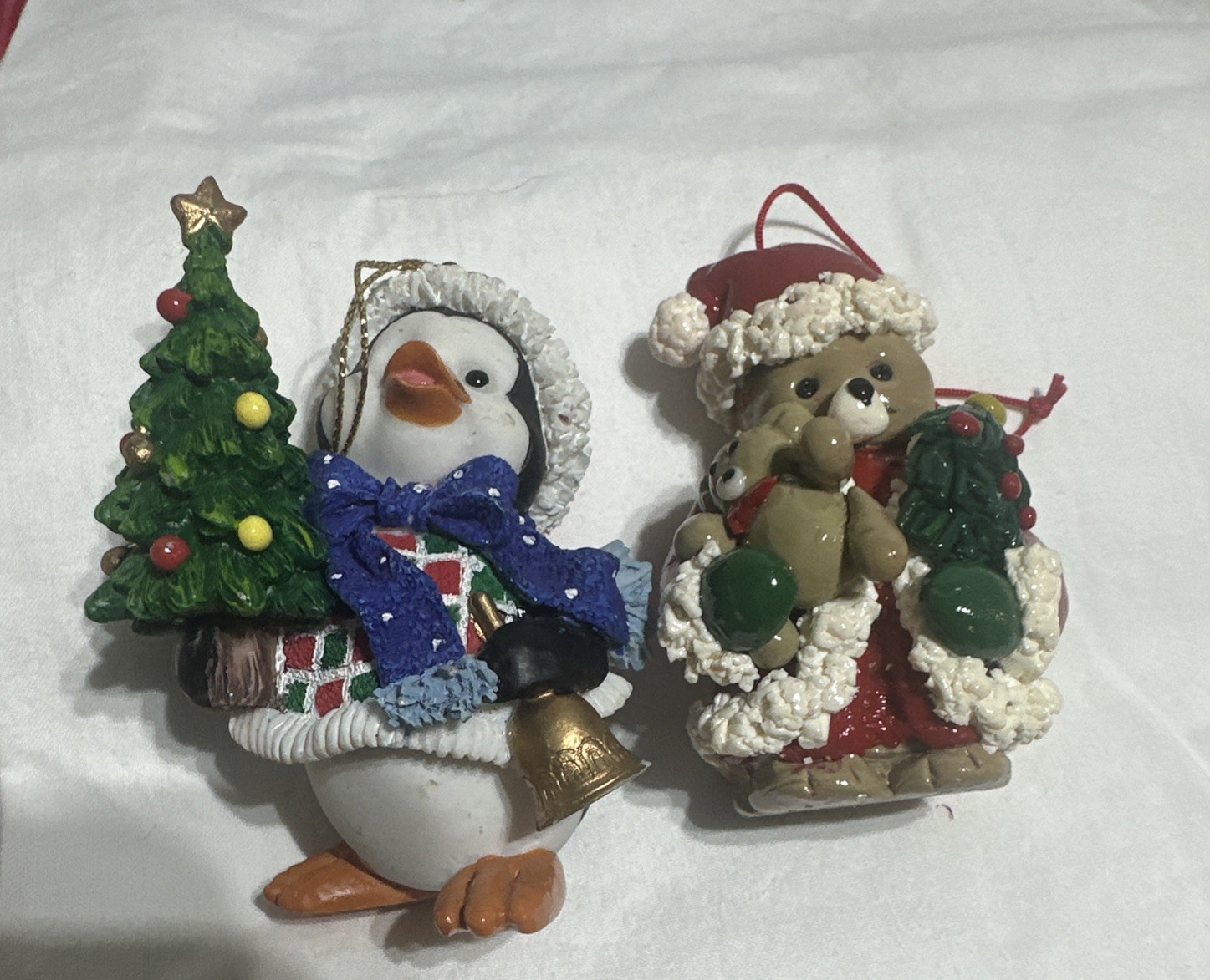 Cute Kirkland Signature Christmas Penguin & Bear Ornaments– Collectible, 3inch