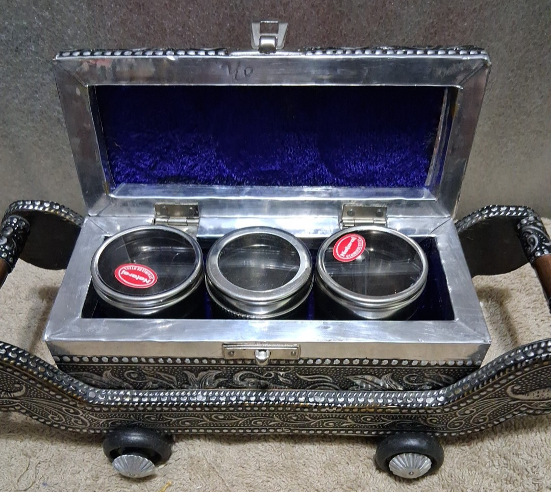 NATARAJ Spice Cart w/3 Stainess Steel Containers With Spoons