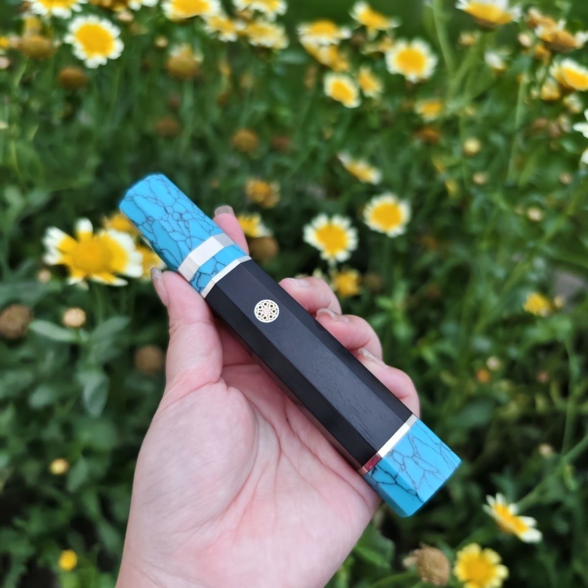 Japanese Style Octagonal Carbon fiber Turquoise Handle Making Chief Knife Diy