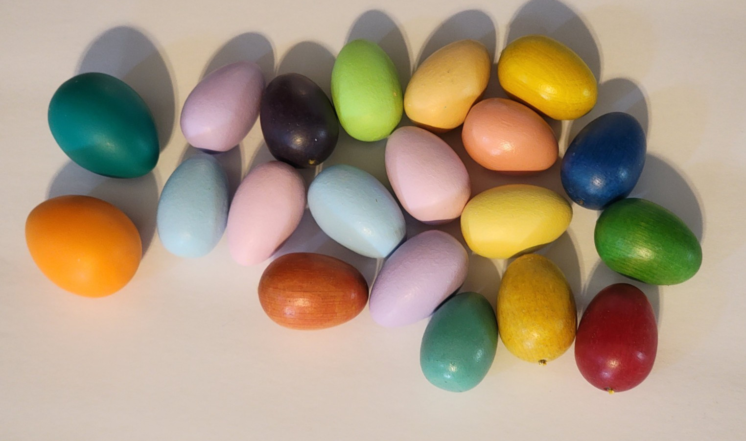 Lot of 20 Wood Hand Painted Matte Spring Vintage German Multicolor 1.5, 1.25 in