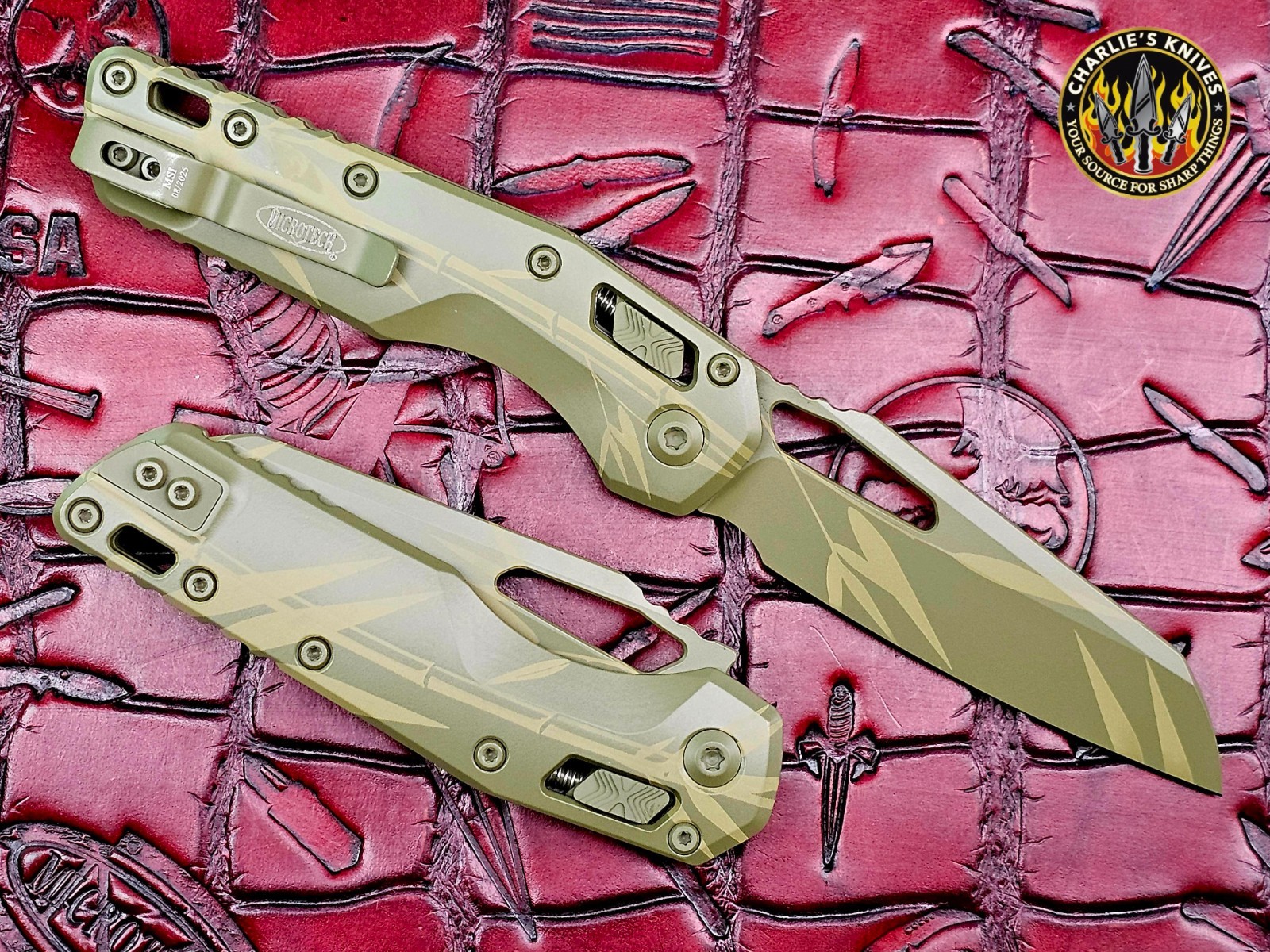 Microtech MSI RAM-LOK Manual Folder Cerakote Green Bamboo Aluminum Handle M390