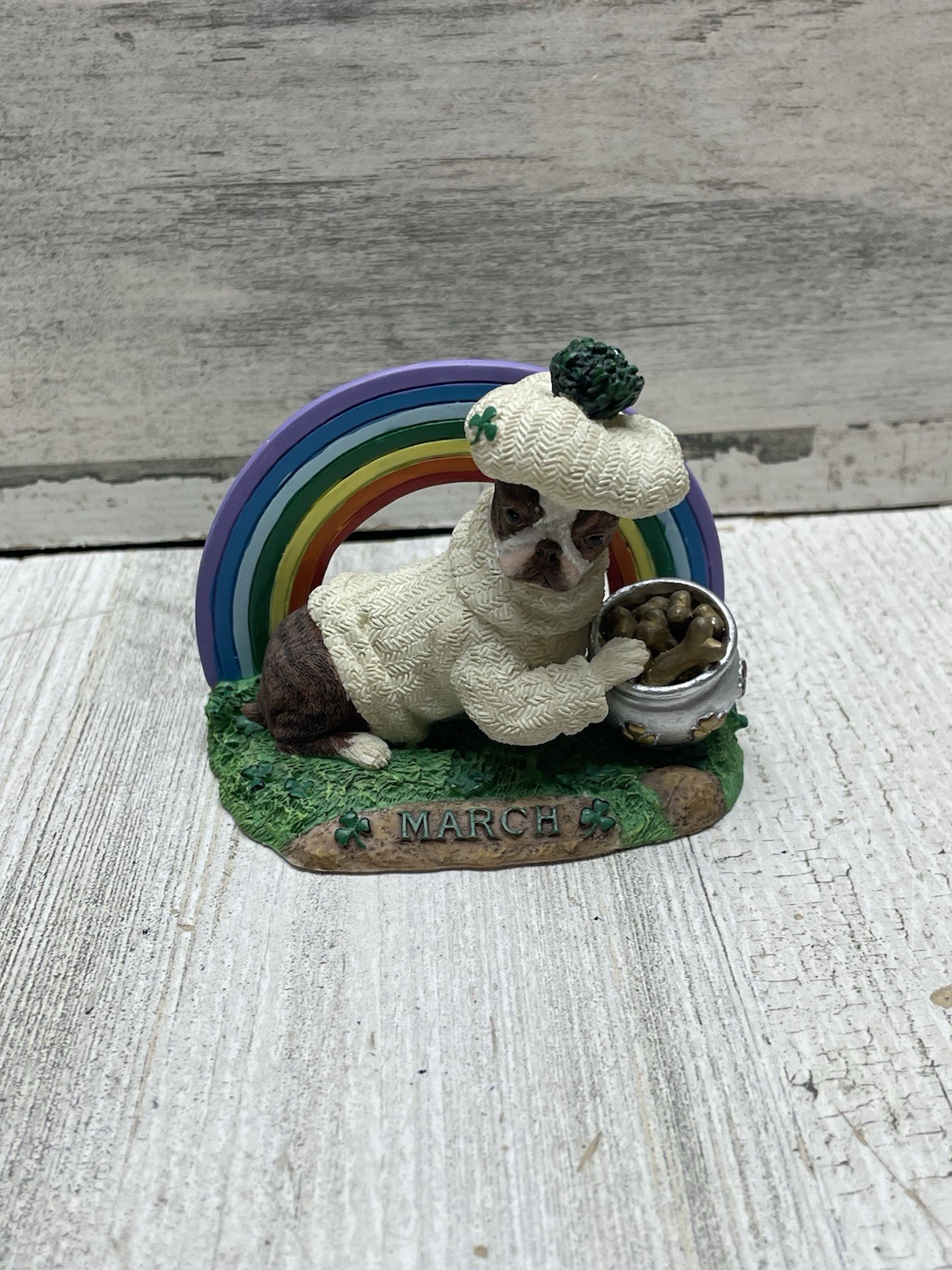 Danbury Mint Boston Terrier Calendar Figurine of the Month Figure — MARCH