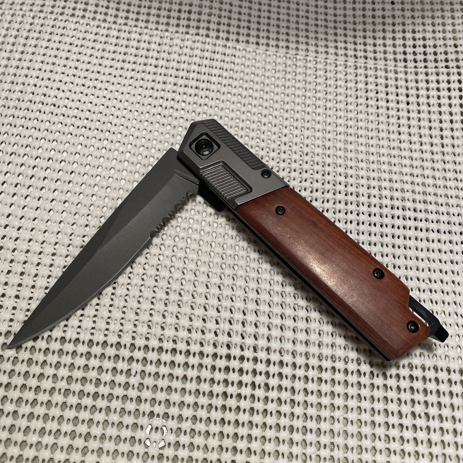 Wood Handle Spring Assisted OPEN Blade Folding Hunting POCKET Knife 9”