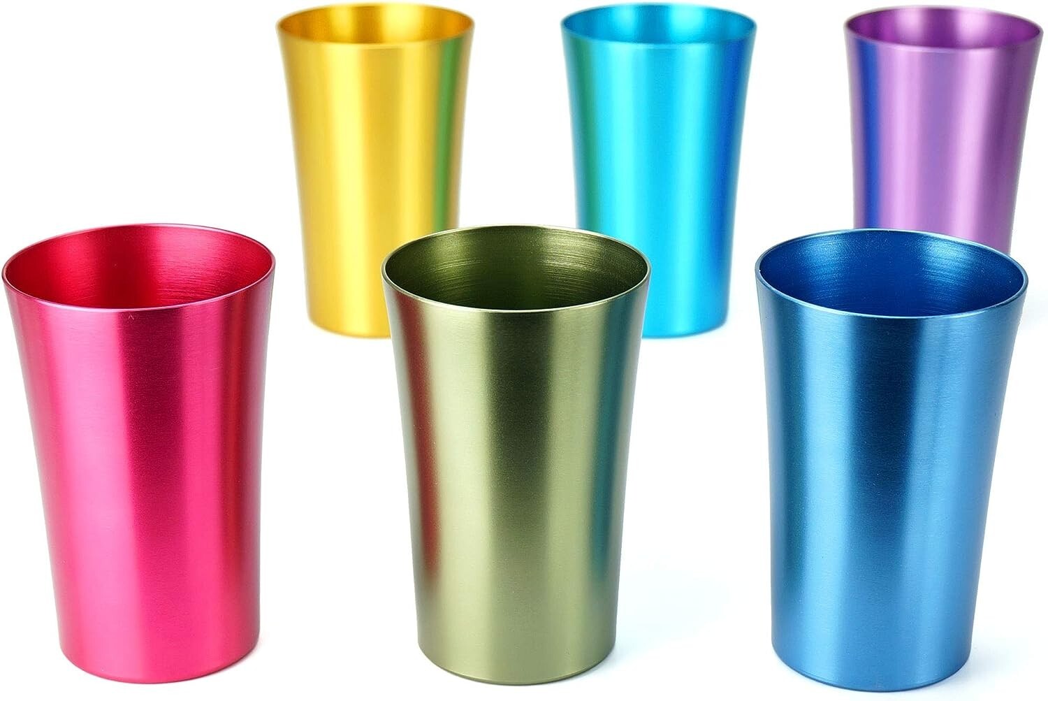 6 PCS Anodized Aluminum Tumblers Drinking Glasses Vintage Retro Metal Cup