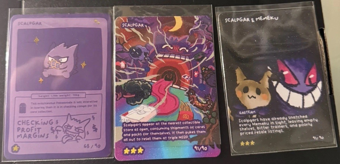 Pokedoodles Scalpgar Set (Pokemon Fan Art) – #68 & #91 (V1) & #91 (V2) NM