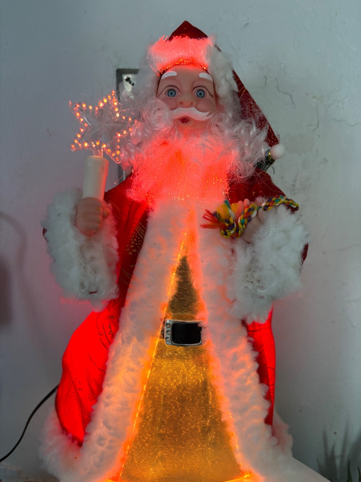 Fiberoptic Color-changing 12″ Santa Table Topper with Star Wand TESTED WORKS