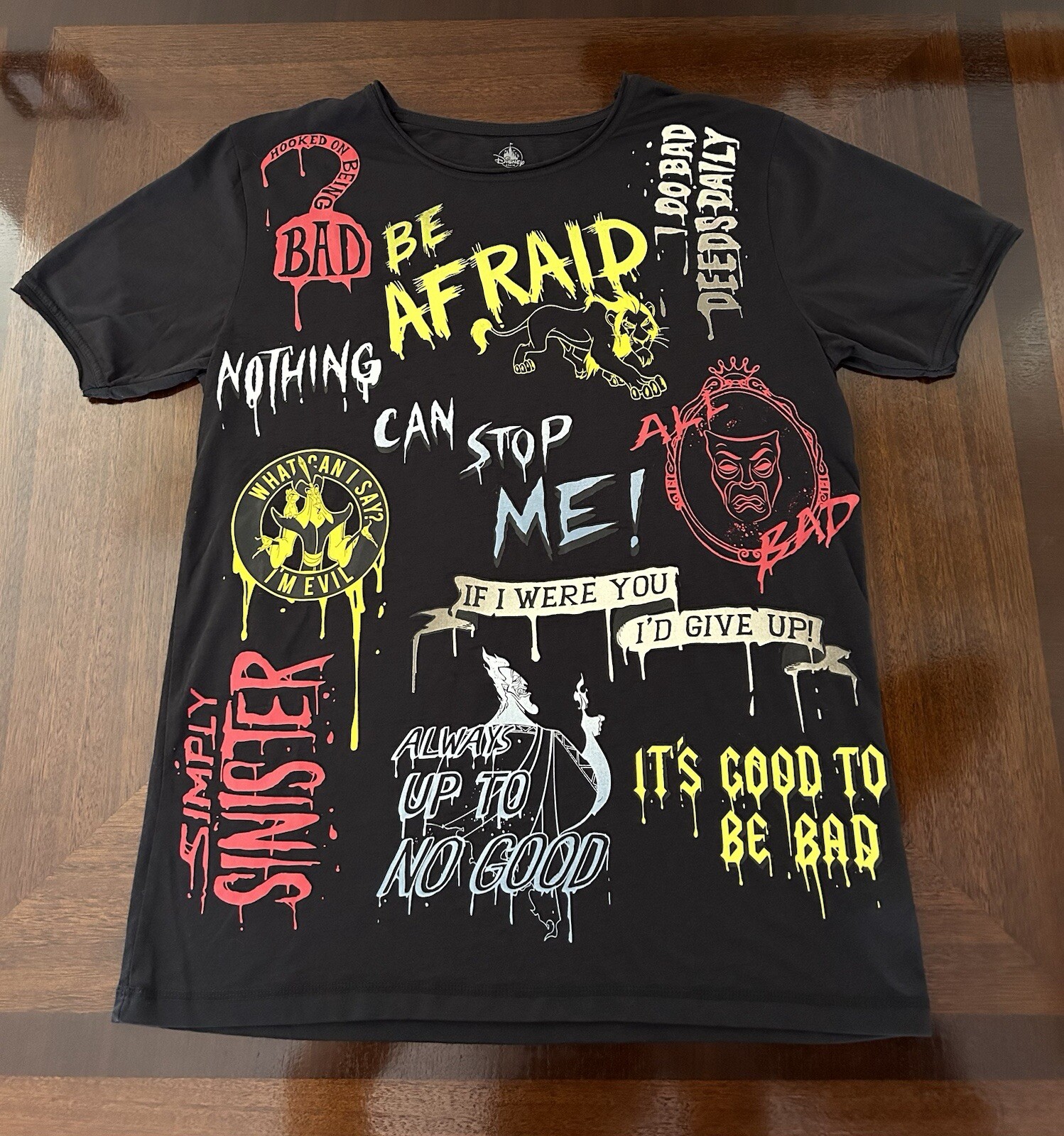 Disney Store T-Shirt (Bad Villains) Short Sleeve Top Black Unisex Size 2XLarge