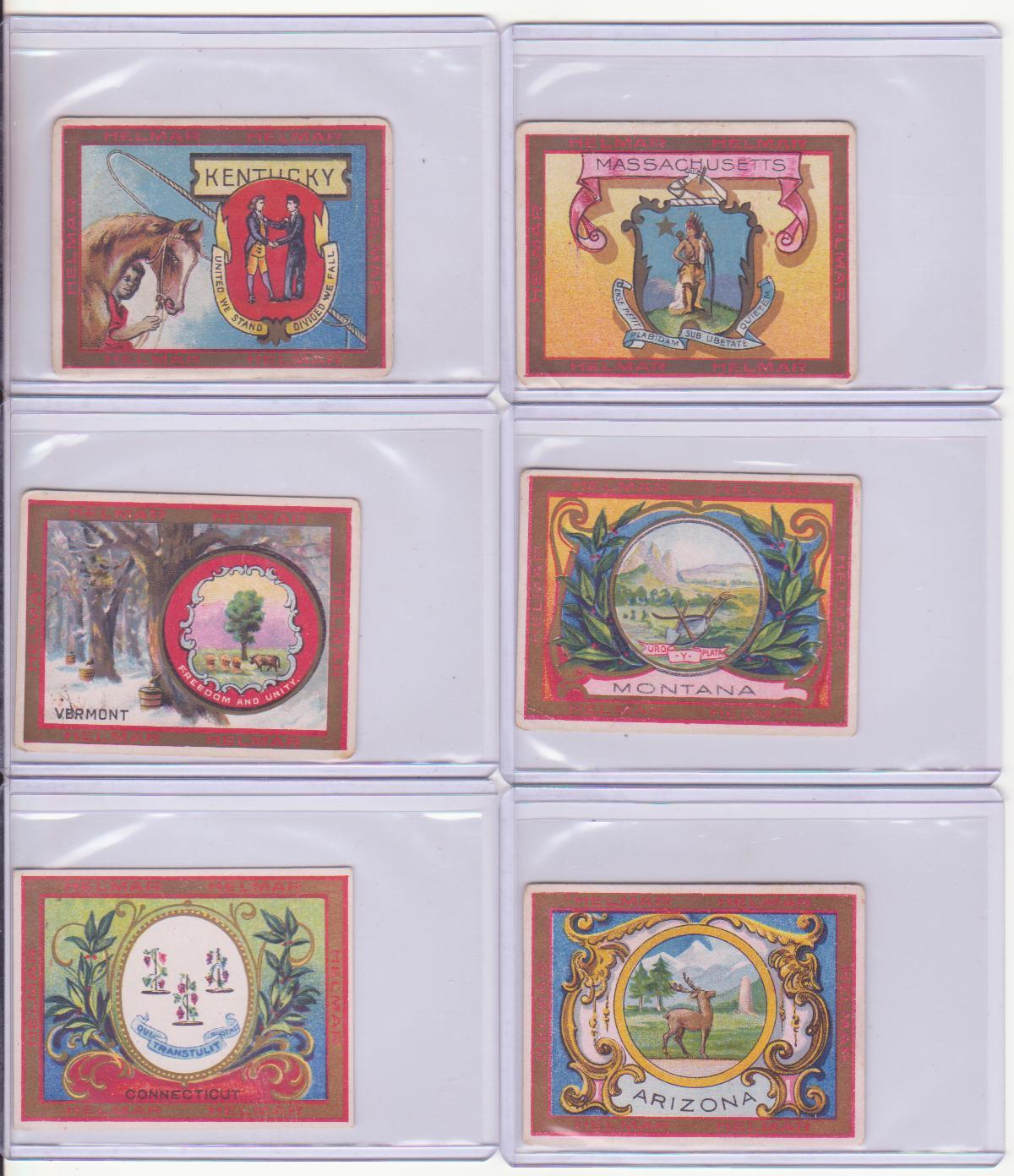 NO CREASES COLORFUL 1910 HELMAR Cigarette STATE/COUNTRY SEALS~ PICK ONE/ MORE