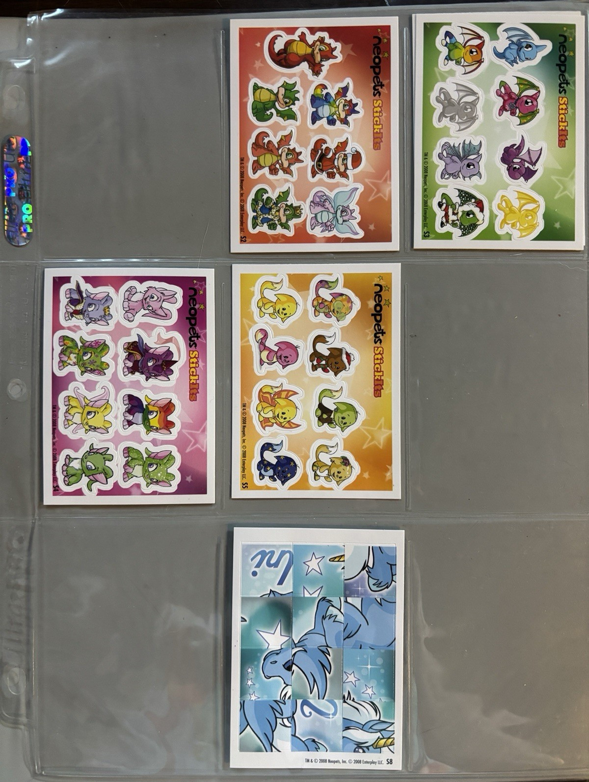 Neopets Stickits Sticker Sheet Lot of 11 Glossy Multicolor