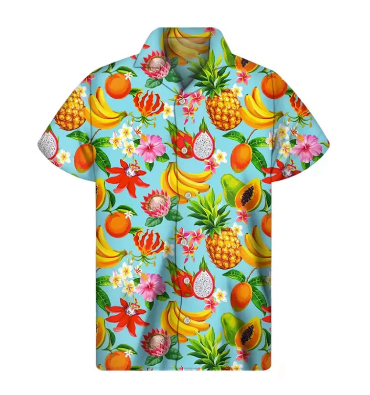 Button Hawaiian Shirts flowers Fruit Hawaiian HOT NEW All sizes DADA157