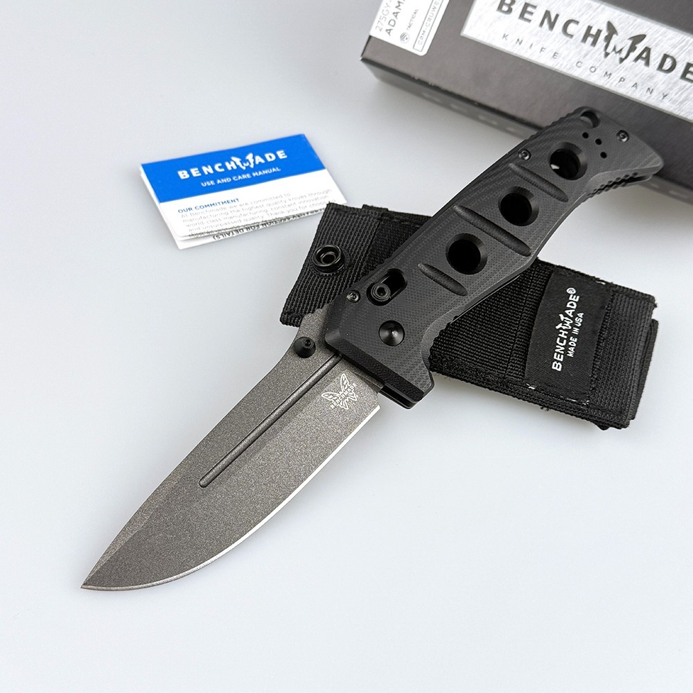 Benchmade Adamas275GY-1 CruWear Drop-Point Black G10 Handle Folding Knife