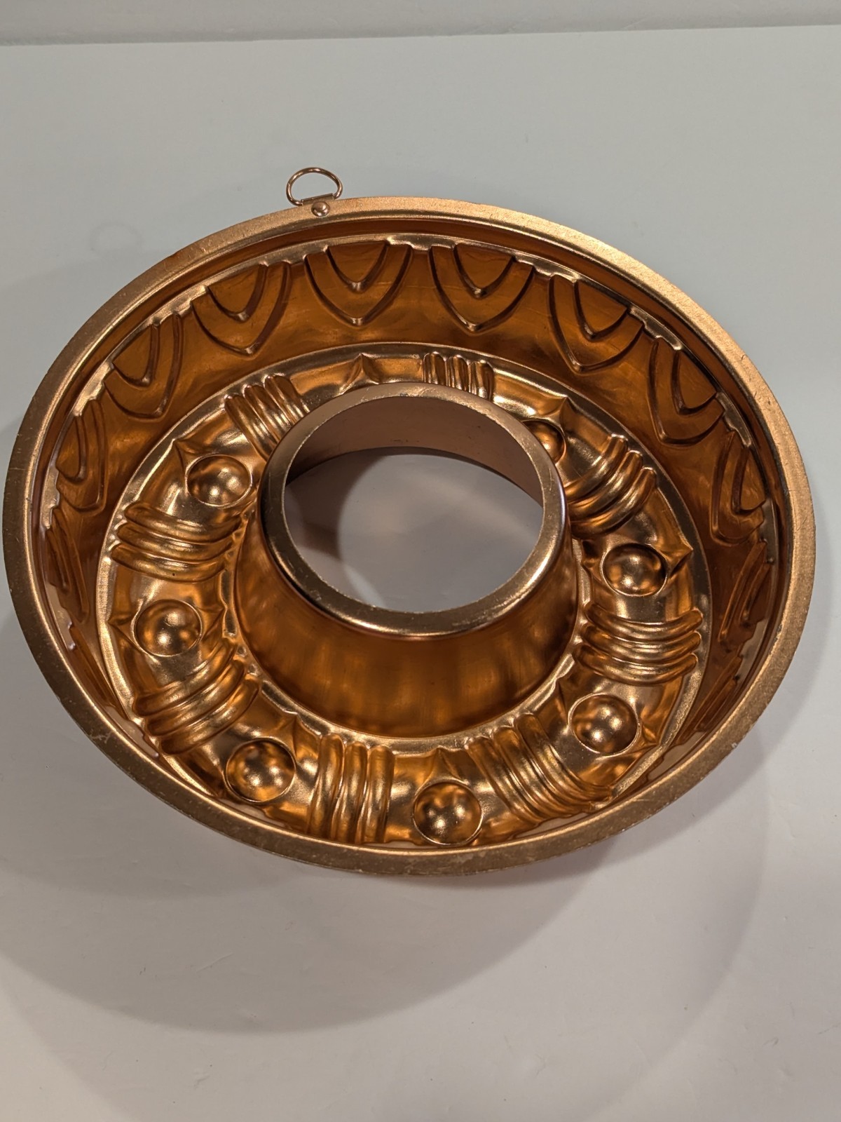 Vintage Jello Mold Copper Gold Tone Aluminum Bundt Cake Pan Kitchen Decor Wall