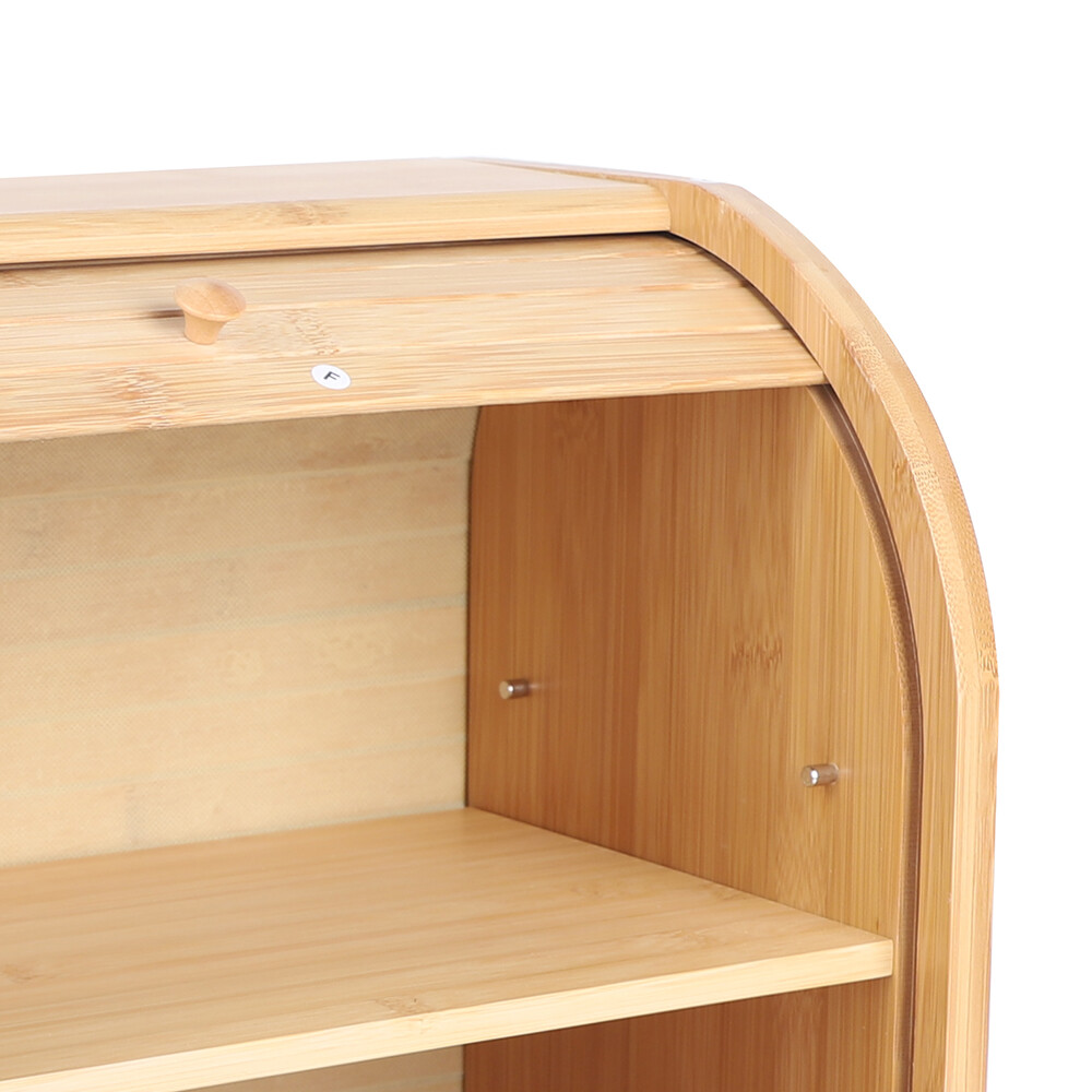 2-Layer Large Capacity Bamboo Loaf Storage Kitchen Storage Containers Bread Box