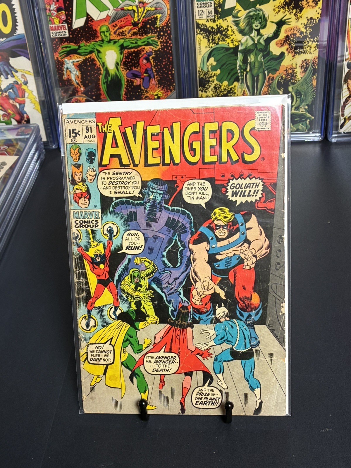 MARVEL AVENGERS #91 AUG 1971 Ronan,Kree Sentry, Goliath, Skrulls, Captain Marvel