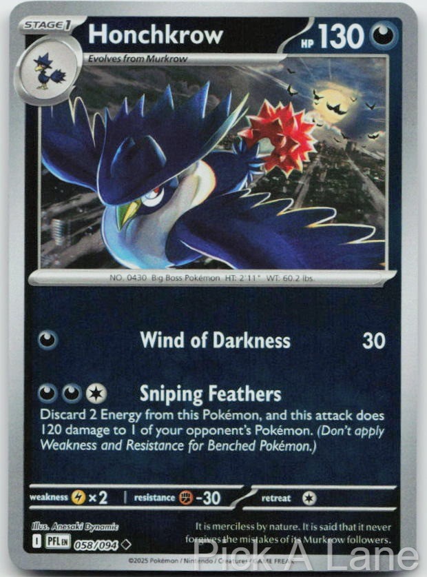 Honchkrow 058/094 Uncommon Phantasmal Flames Pokemon Reverse Holo Near Mint