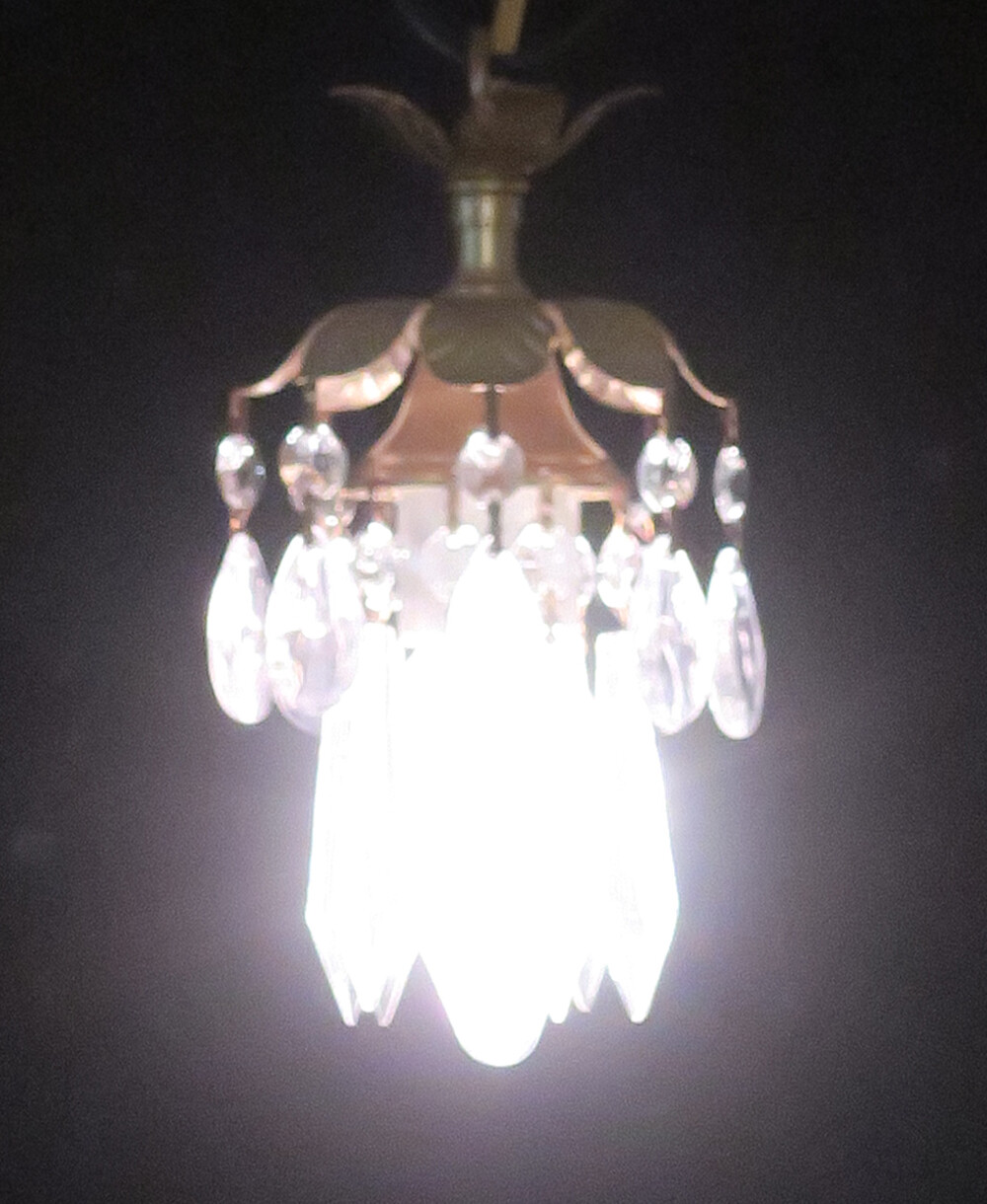 pendant hanging mini flower leaf lamp Chandelier Crystal prism Brass 30″ cord
