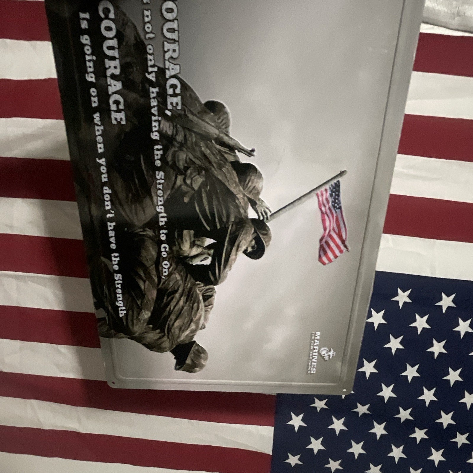 Marines US Marines Courage Quote Metal Wall Plaque Sign, Hanging, Rectangle