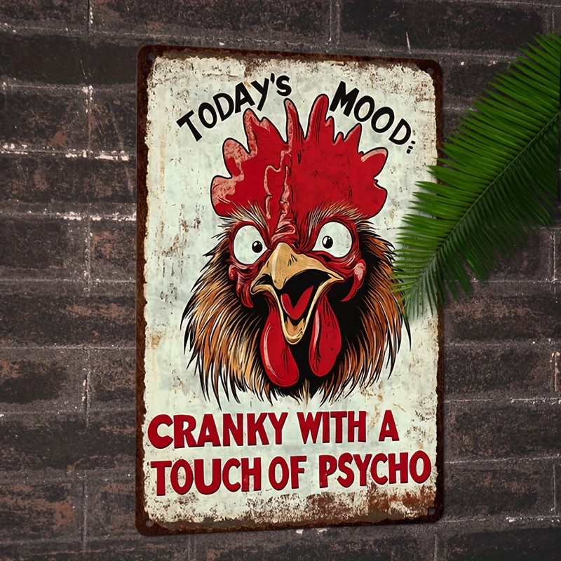 Rustic Tin Metal Signs 12X8 inches/ 30X20cm | Metal | Funny Rooster Quote, No